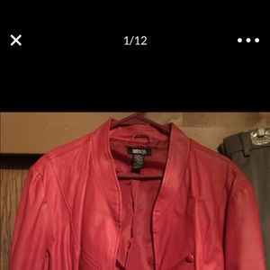 Ladies cute sexy cool genuine leather red jacket
